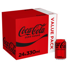 Coca-Cola Zero Sugar Soft Drink Cans, 24 x 330 mL