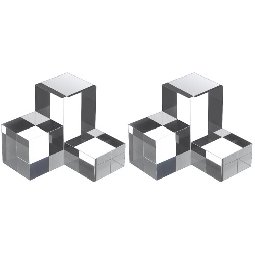 6Pièces Cubes Acryliques Argent Supports De Présentation Robusts