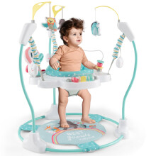 Maxmass Baby Activity Jumperoo, Height Adjustable Toddler Bouncer with 9 Interactive Toys, 360 Rotating Seat, Music, Lights&Sounds