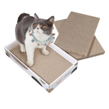 ComSaf Cat Scratching Board, 3 Pack Reversible Cardboard Cat Scratcher Mat 43 x 26 x 8 cm, Durable Scratch Pad Box & Bed for Indoor Cats to Grind Cla