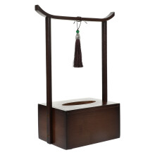 Wooden Tissue Box Met Handvat Chinese Style Vintage Servettenhouder