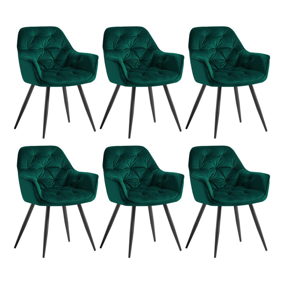 Ainpecca Dining Chairs With Velvet Thick Padded Upholstered Kitchen Tub Chair Armchair With Backrest Metal Legs Living Room Reception Leisure Chairs