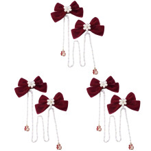 3Pièces Épingles Femmes Perles Et Nœud Rouge