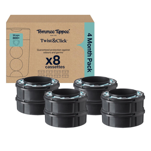 Tommee Tippee Tommee Tippee Twist & Click Nappy Bin Refill Cassettes Pack of 8