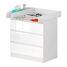 WOLTU Baby Changing Unit with 3 Drawers, Changing Table, Chest of Drawers Dresser for Bedroom Nursery, MDF+Particleboard, White