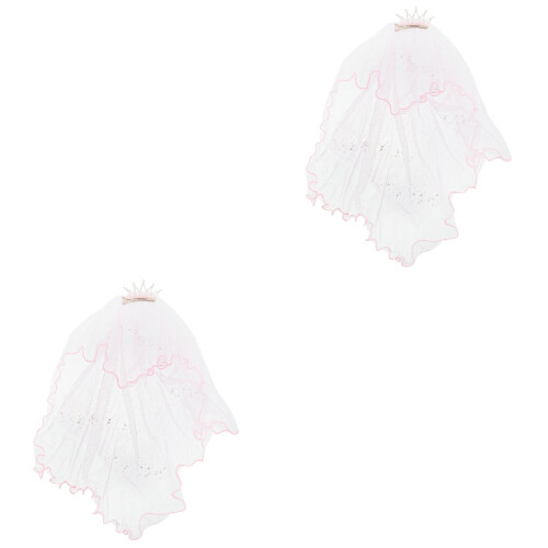 2Pièces Enfant Rose Tulle Couronne Accessoire Coiffure