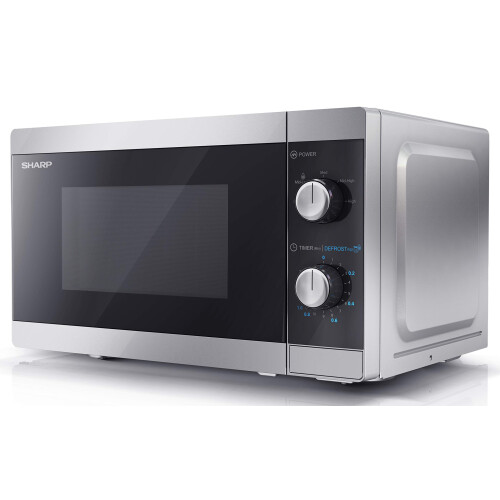 Sharp SHARP YC-MS01U-S Compact 20 Litre 800W Manual control Microwave, 5 power levels, defrost function, LED cavity light - Silver