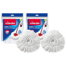 Vileda Turbo Spin Mop Refills – Pack of 2 | Original Vileda Microfibre Mop Heads