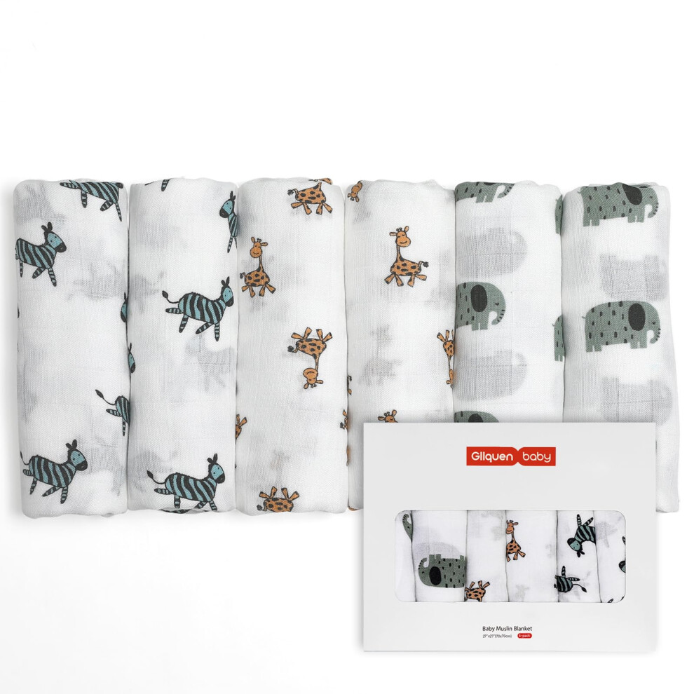 Gllquen Baby Muslin Squares Cloth For Baby, 6Pack 70Cm X 70Cm Cotton Burp Cloths For Newborn, Absorbent & Breathable And Ideal To Clean