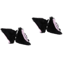 2Paires Adornements Oreilles Chat Peluche Pour Casque De Noir
