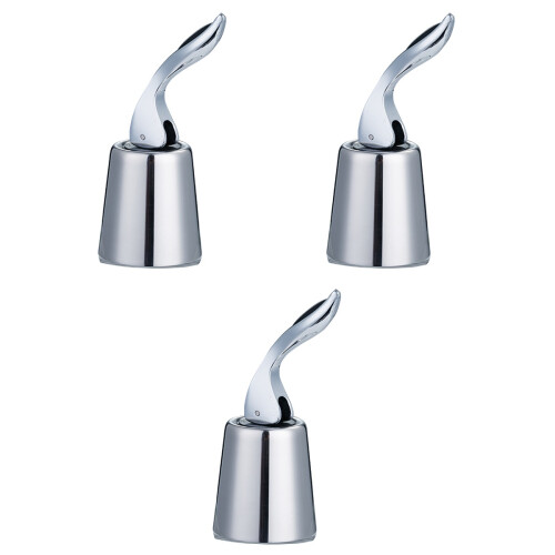 3Pièces Bouchons Bouteille De Vin Lever Vertical Silicone Argent
