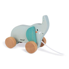 Janod - Walk-along Wooden Elephant - Pull-along Toy - Early-Learning and Early Years Toys - Teaches Motor Skills and Imagination - WWF Partnership