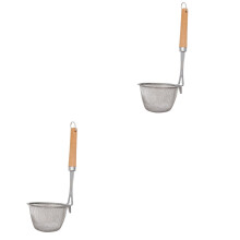 2Pièces Tamis Fin Acier Manche En Bois Pour Cuisine Argent
