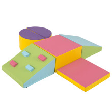 GYMAX Soft Play Equipment for Toddlers, 6 Pieces Kids Activity Set, Baby Soft Foam Blocks Interactive Toy Foam Block Play Set for Climbing