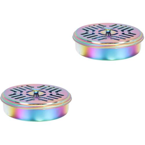 2Pièces Boîte Métal Multi Usage Couvercle Creux Brûleur Encens