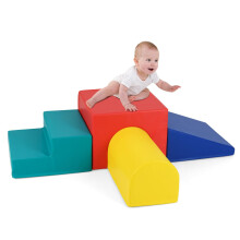 GYMAX Soft Play Equipment for Toddlers, 4 Pieces Kids Activity Set, Baby Soft Foam Blocks Interactive Toy Foam Block Play Set for Climbing