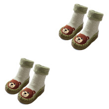 2Paires Bébé Cartoon Vert Antidérapantes En Coton