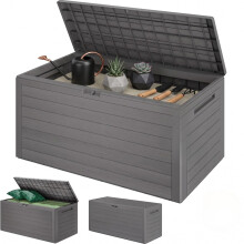 CASARIA Garden Storage Box 280L - Outdoor Utility Chest Organiser – Weatherproof Plastic, Lockable Lid, Carry Handles, Compact & Portable