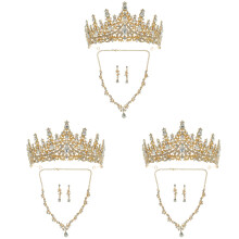 3Ensembles Parures Dorées Boucles Pendantes