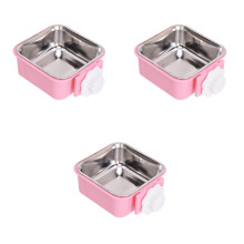 3Pièces Bols Pour Animaux Roses Durables Fixés