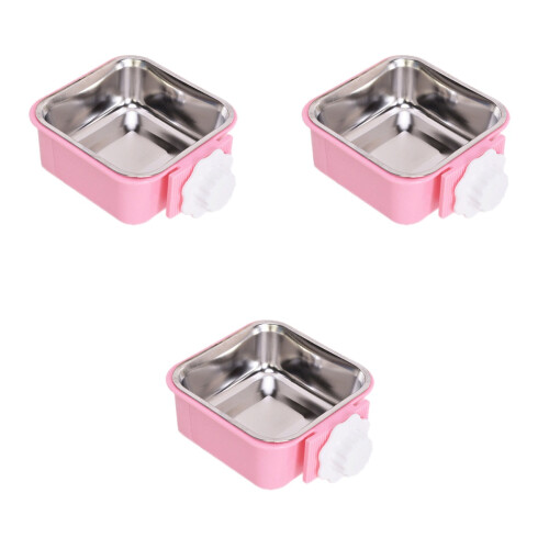 3Pièces Bols Pour Animaux Roses Durables Fixés