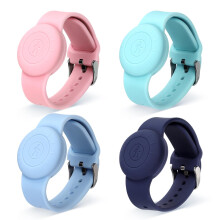 4pcs Kids Wristband for Airtag, Waterproof Soft Silicone Bracelet Compatible with Apple Air Tag Adjustable Watch Band Kids for GPS Tracking Tagging