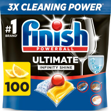 Finish Dishwasher Tablet, Ultimate Infinity Shine, 100 Tabs, Lemon Sparkle, Clea