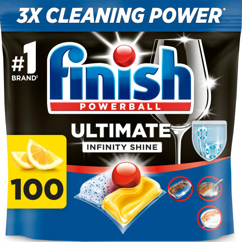 Finish Finish Dishwasher Tablet, Ultimate Infinity Shine, 100 Tabs, Lemon Sparkle, Clea