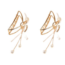 2Pièces Barrette Headdress Or Femme Perles Et Pampilles Tendance
