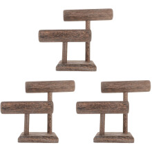 3Pièces Support Bois Café 2 Niveaux Rangement Bracelets