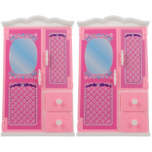 2Pièces Mini Armoire Rose Accessoire Jouet Enfant