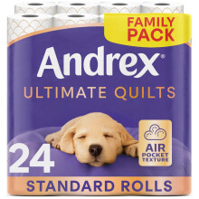 Andrex Ultimate Quilt Toilet Roll - 24 Toilet Rolls 4x6, 3-Ply, Bulk Buy, Soft, Thick Sheets, FSC Certified