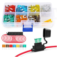 10pcs Fuse Holder,14AWG Fuse Holder with 120Pcs Car Fuses (5A 7.5A 10A 15A 20A 25A 30A),Fuse Holders for Auto