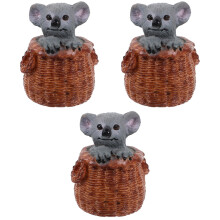 3Pièces Modèles Koala PVC Miniatures Décor Intérieur Jardin Coloré