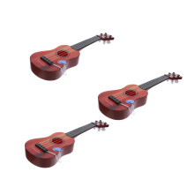 3Pièces Jouet Musical Ukulélé Bois Enfant Marron