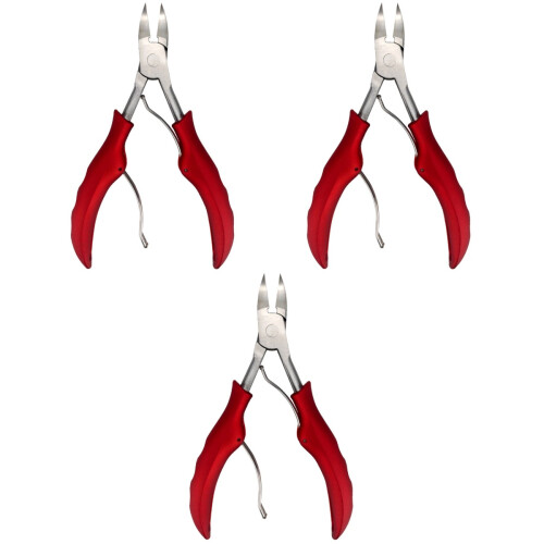 3Pièces Pince À Ongles Rouge Usage Domestique Ongles Solides