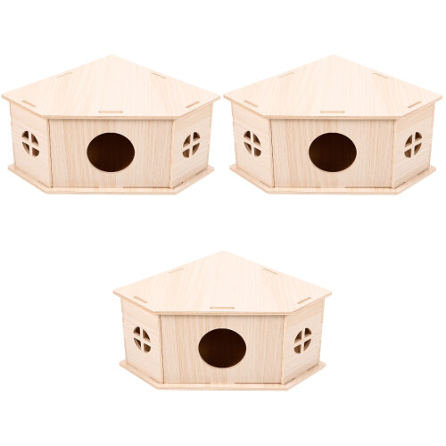 3Pièces En Bois Pour Hamsters Beige Résistantes Douces
