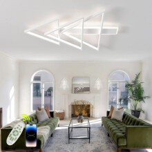 Plafonnier LED Design Sapin Dimmable Moderne Blanc — eclairage salon, lampe telecommande, plafonnier geometrique