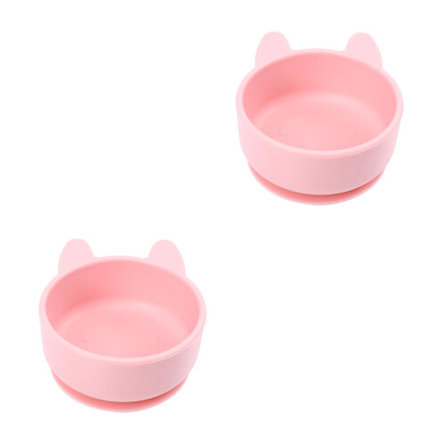 2Pièces Dînette Bébé Silicone Rose, Usage Garderie