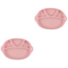 2Pièces Plateau Bébé Silicone Rose Partition Repas Sécurisé Durable