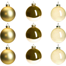 Bolas de Navidad de Cristal Colgantes Decorativas Set de 9 Piezas Doradas 8 cm — adornos navidad, decoración navideña