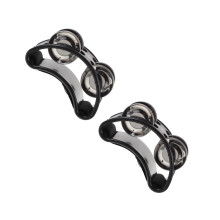 2Pièces Tambourin Pied Musical En ABS Noir Avec Métallique