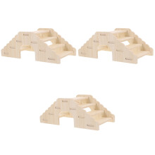 3Pièces Échelle En Bois Naturel Pour Cage D’hamster Khaki