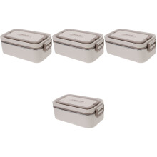 4Pièces Boîte Déjeuner En Acier Inoxydable Grise Isolée Pour Extérieur