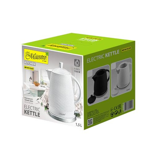 Maestro MR069 ceramic kettle, 1.5l capacity, 1500W, black, UK plug 2