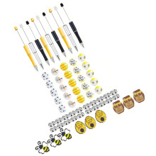 9 Pcs Bees Themed Bead Pen Beadable Ballpoint Pen Rhinestones Spacer Beads