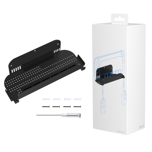 Adjustable Wall Mounted Rack For Game Consoles Organizes Accessories Efficiently Black