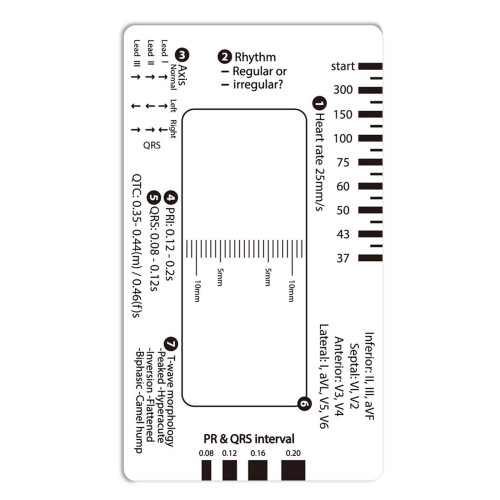 EKG Interpretation Guide Card Convenient EKG Assessment Tool