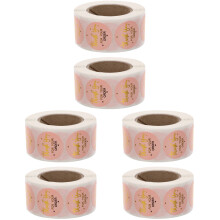6Rouleaux D'étiquettes Adhésives Rose Pour Cadeaux Et