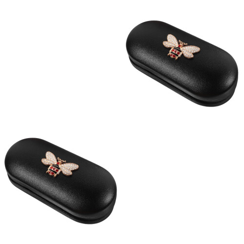 2Pièces Étui Lunettes Multi-Usage PU Noir Résistant Voyage